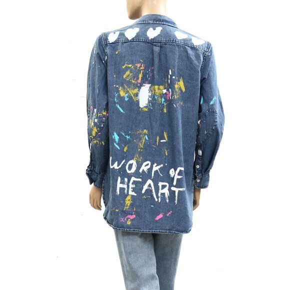 Kerri Rosenthal Mia Studio Shirt Top Long Sleeve Printed Artwork S NWD 285389 - Picture 10 of 16